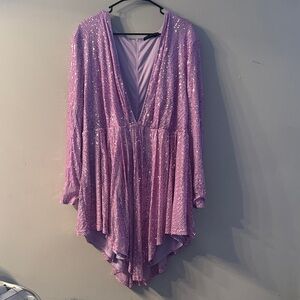 Sparkling Purple V-Neck Dress